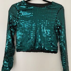 H&M Green Sequins Top